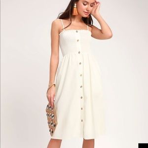 Lulus Smocked Button midi dress